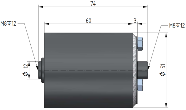 Bremsrolle Ø51mm, Stahl